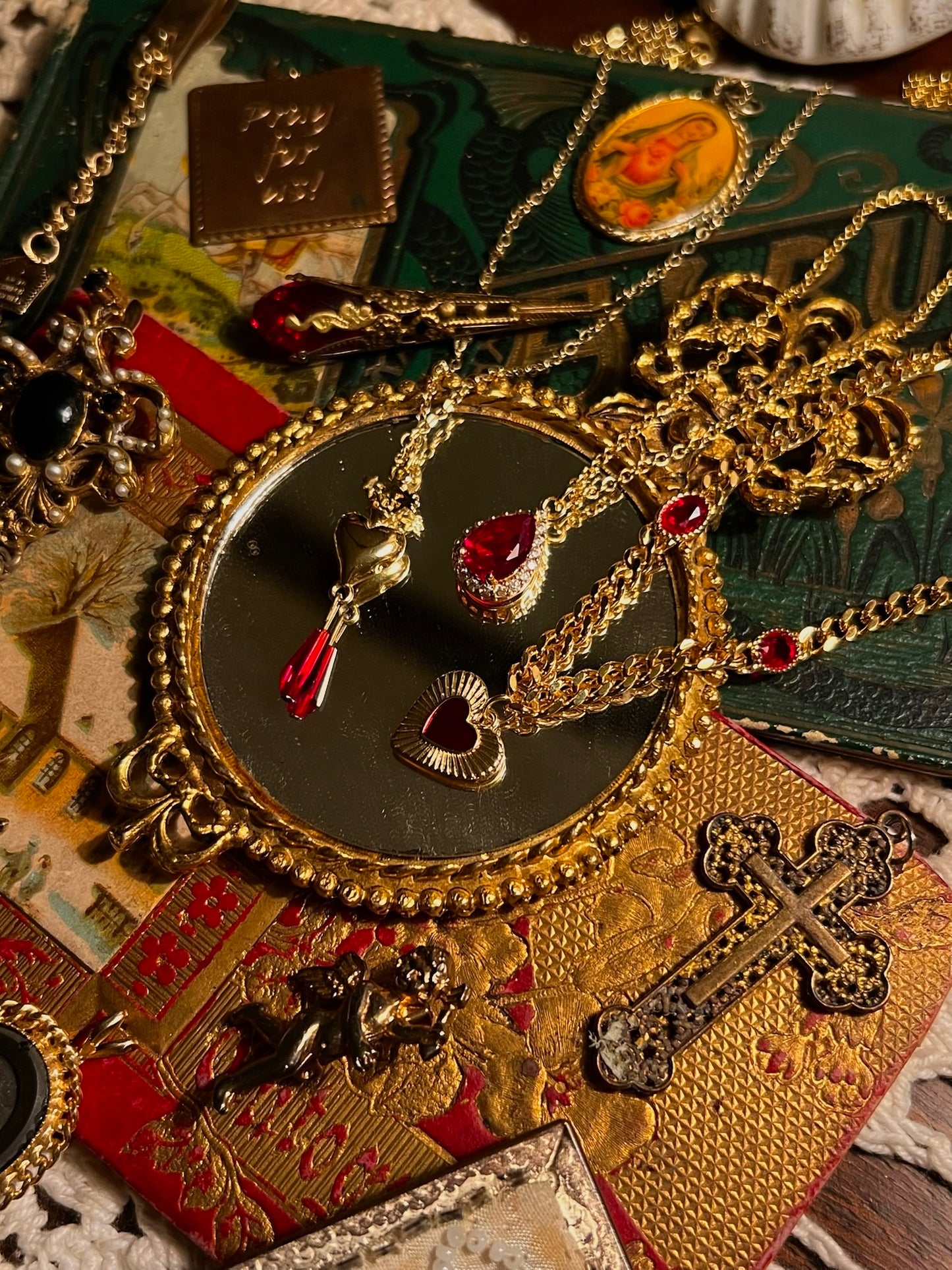 Red droplet necklace