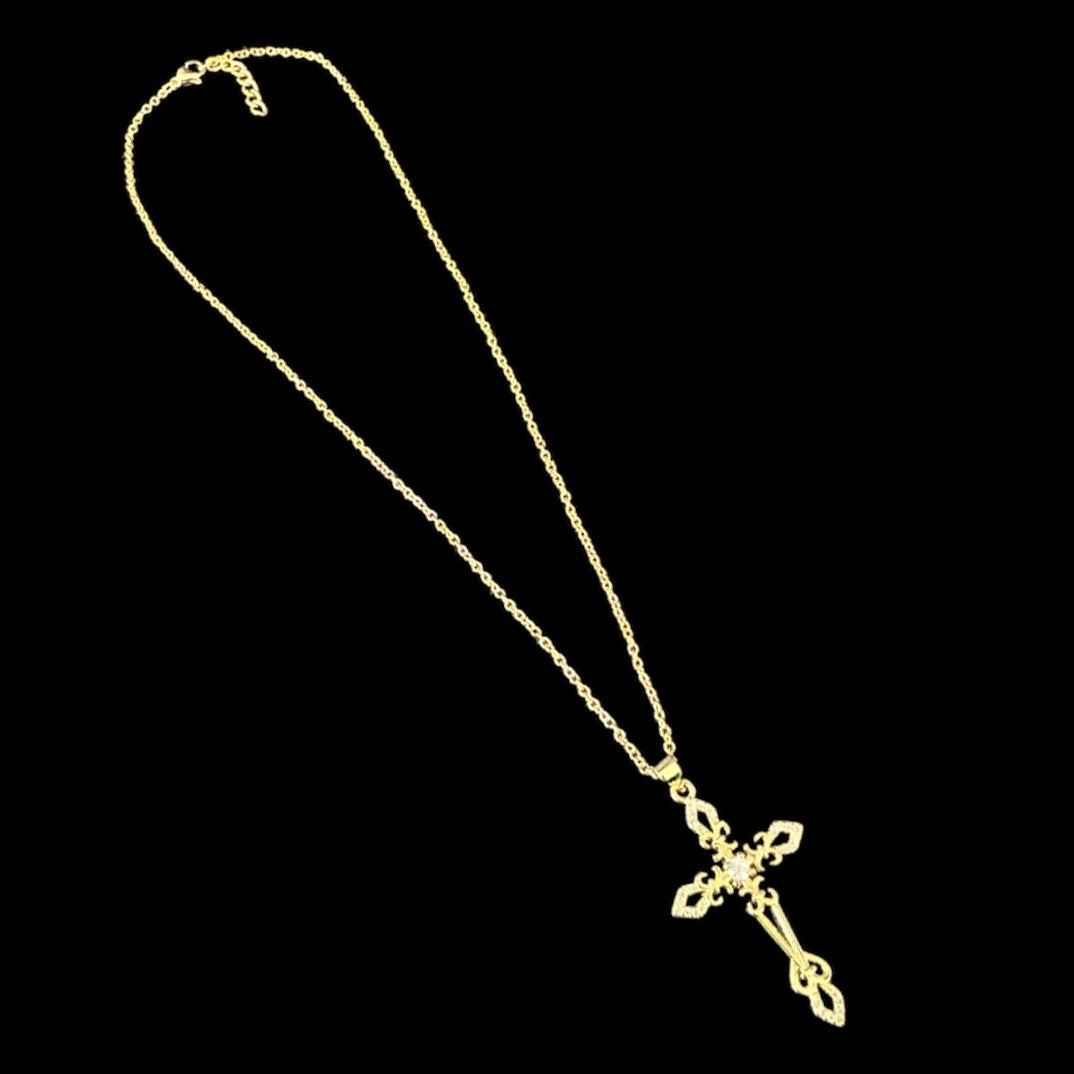 Fleur de lis cross Cross Necklace