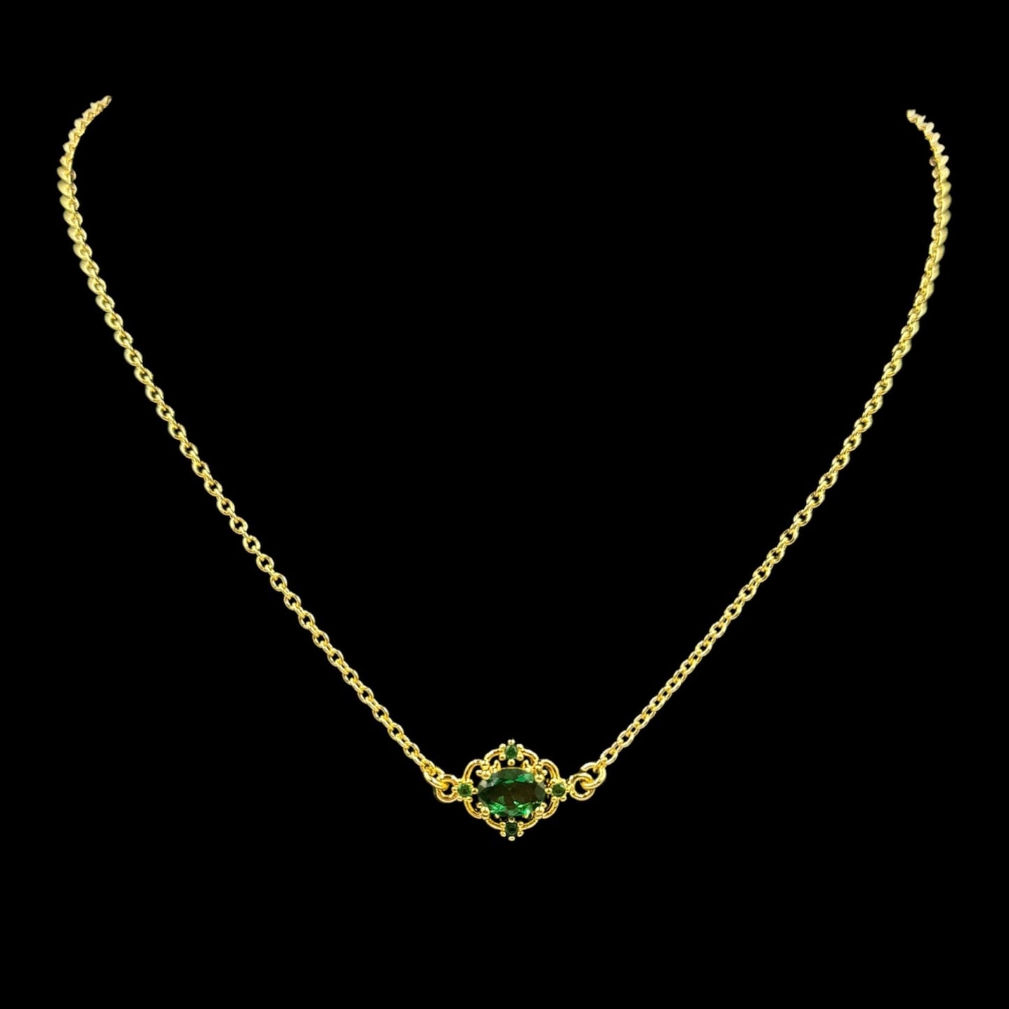 Royal Emerald Choker & Charm Necklace Stack