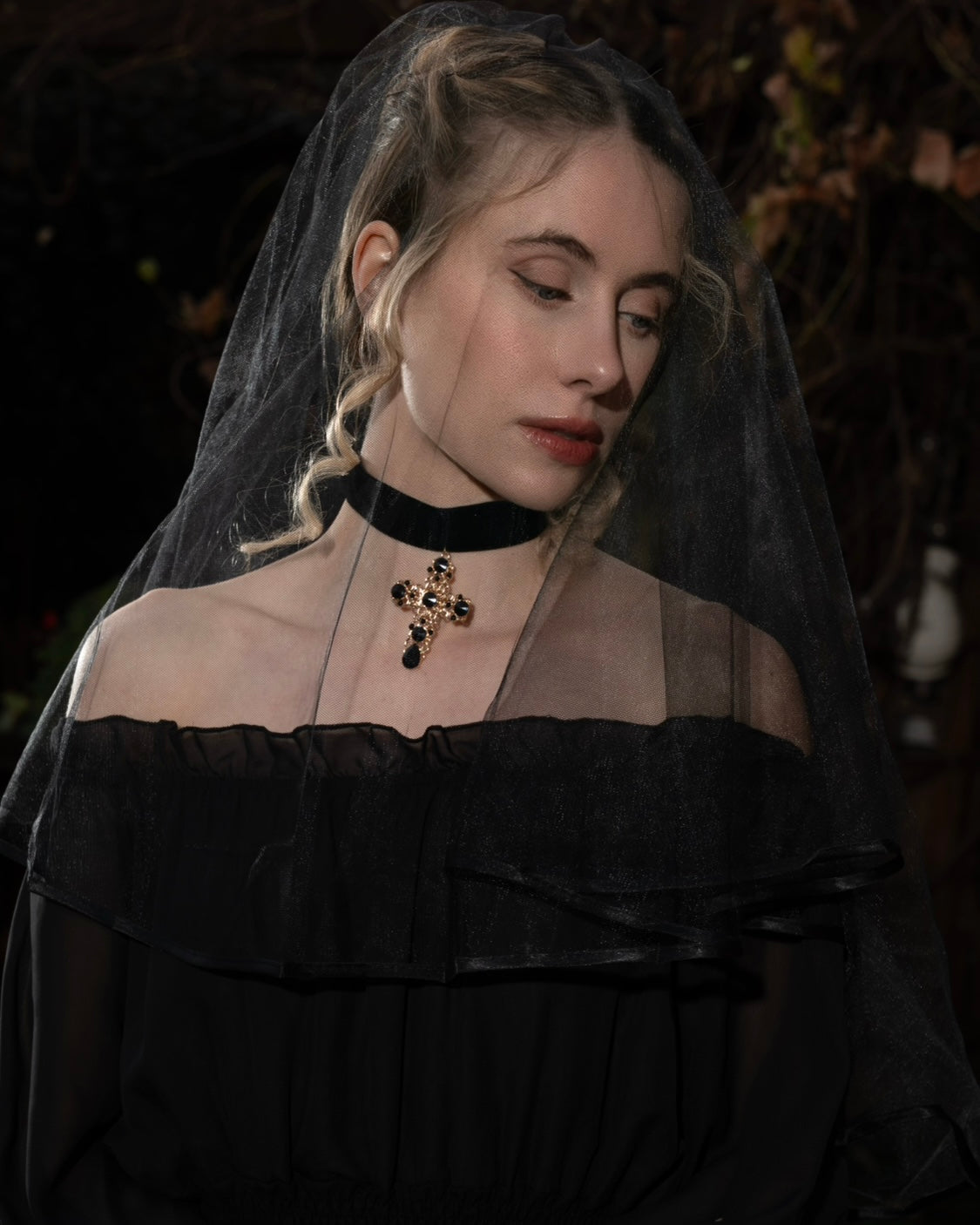 Catherine Cross Black Velvet Choker