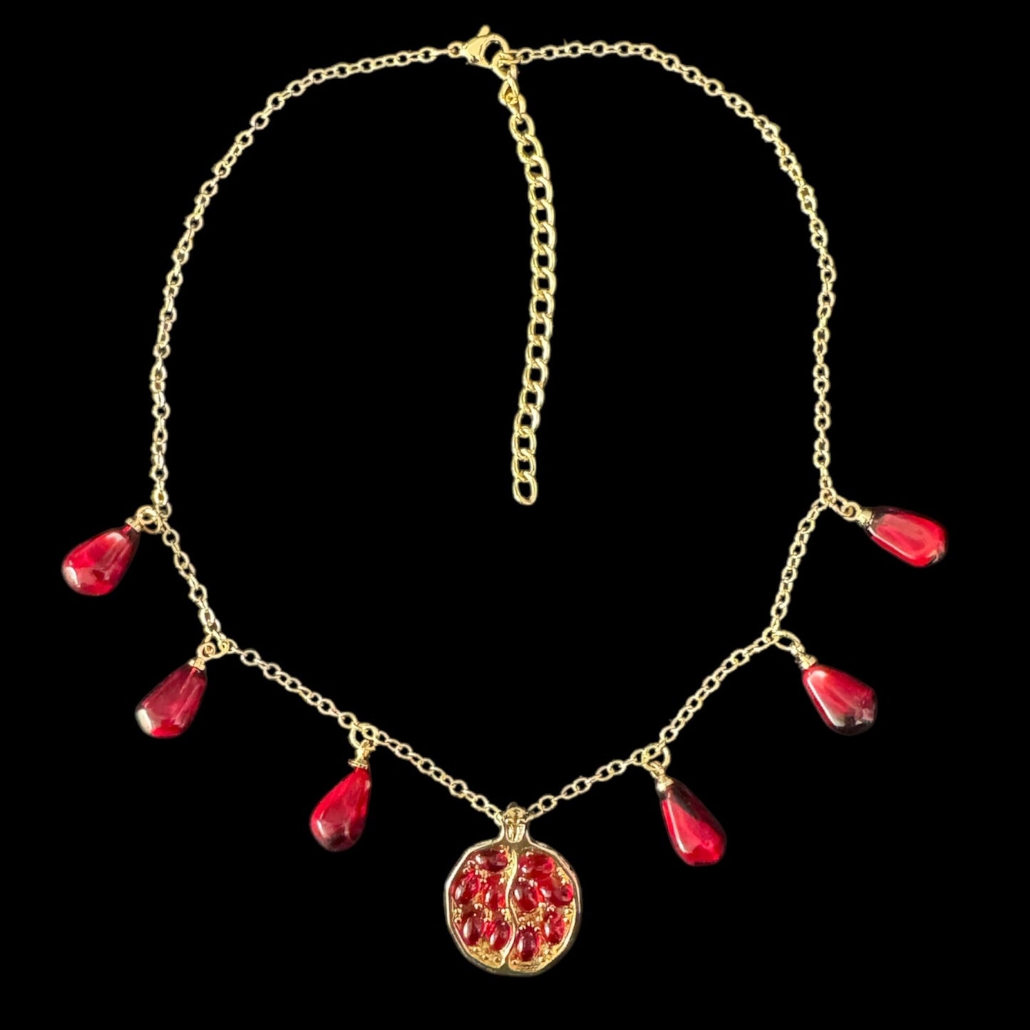 Persephone's Pomegranate & Seeds Charm Necklace