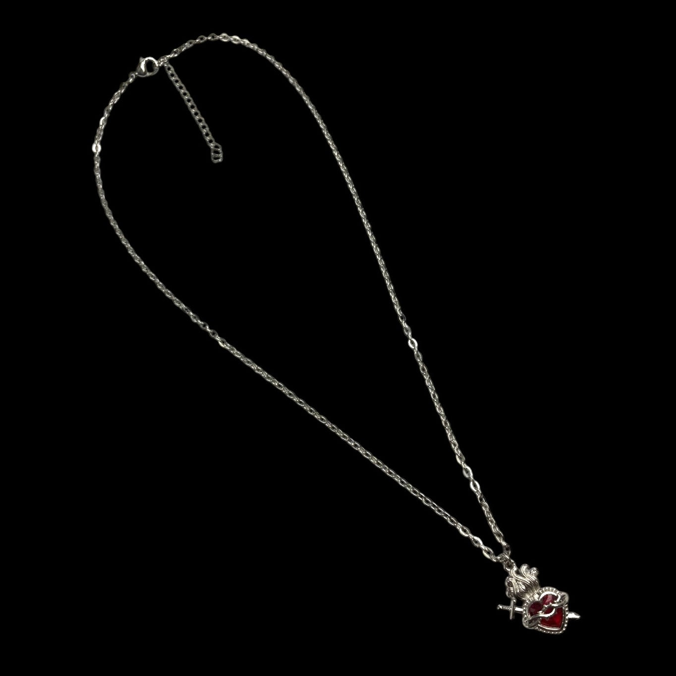 Silver Pierced Heart Necklace