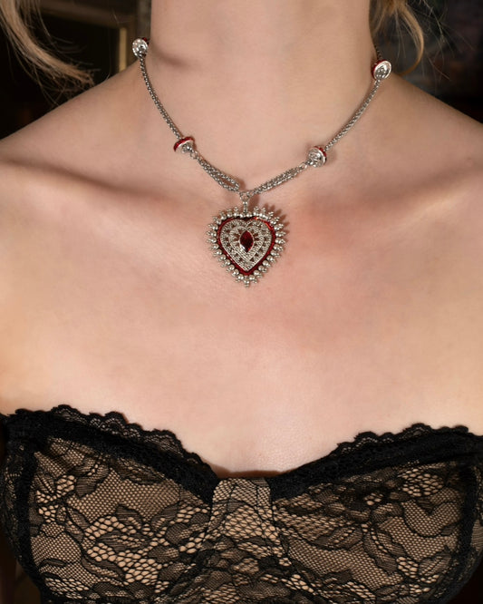 Silver Taj Heart Necklace
