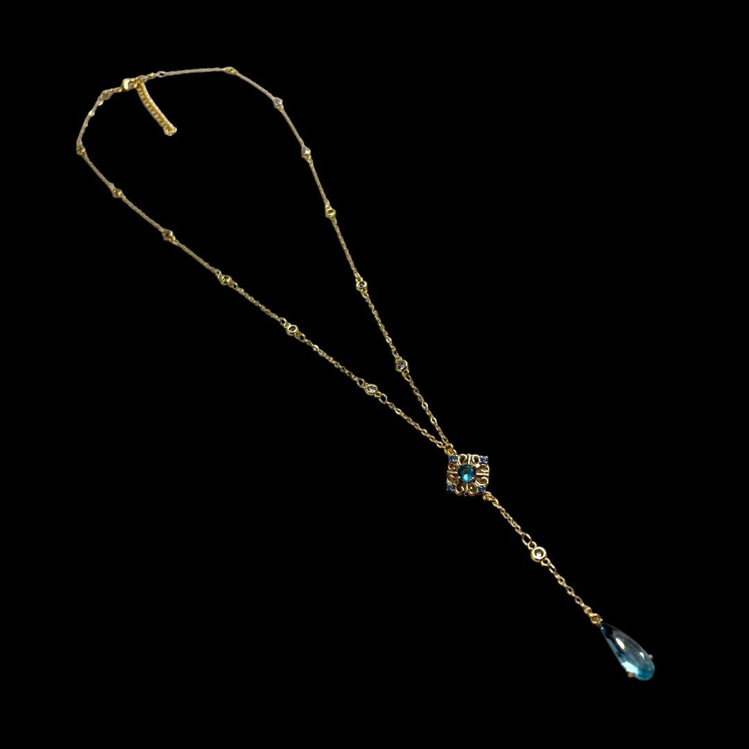 Aquamarine Water Droplet Lariat