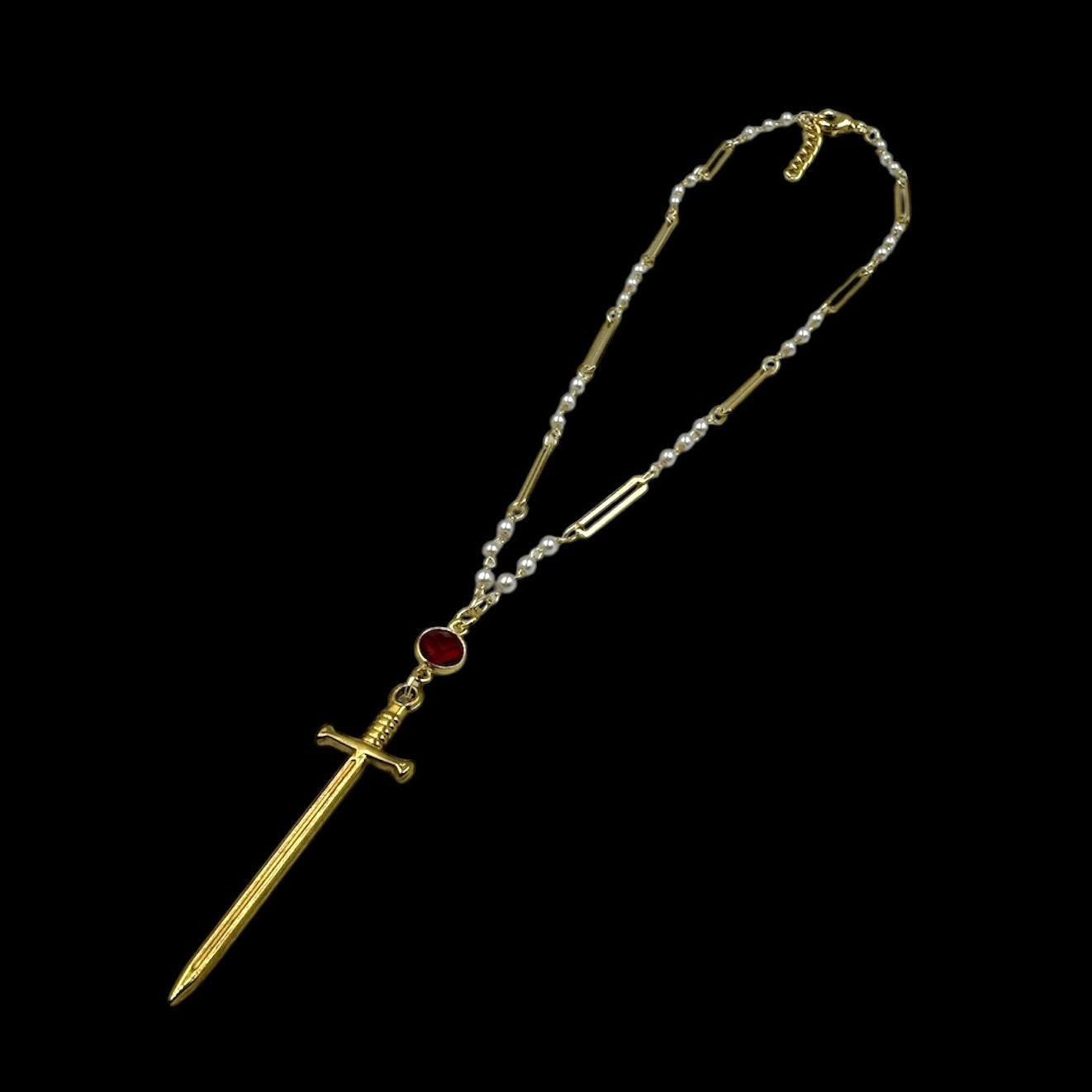 Knights Sword Pearl Link Necklace
