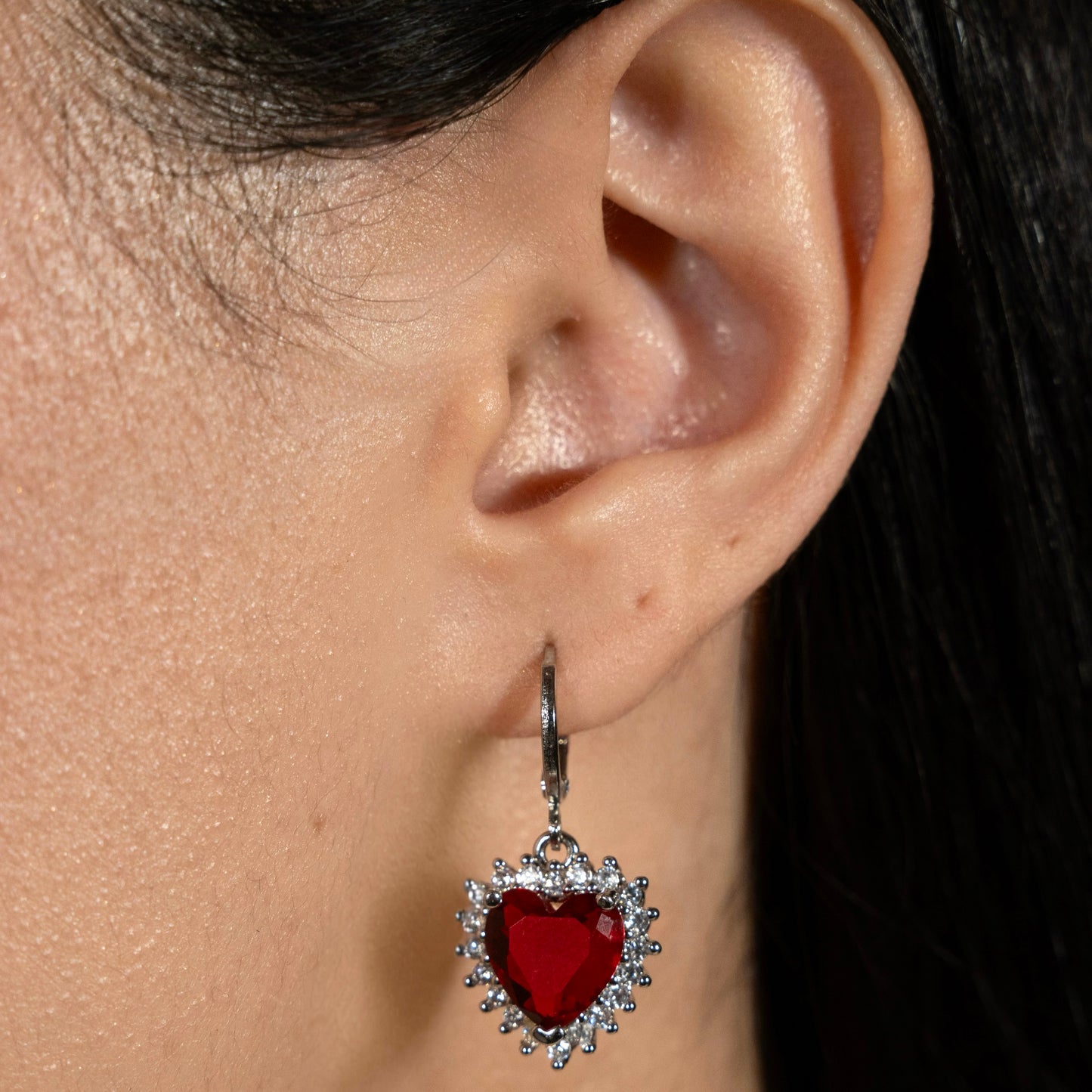Snow White Diamond Heart Earrings
