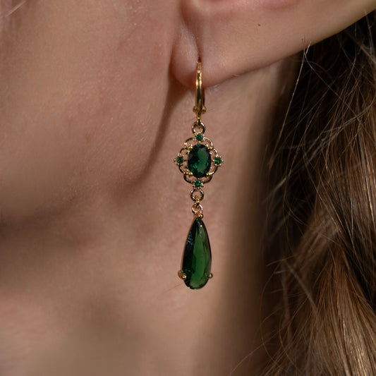 Emerald Green Droplet Earrings