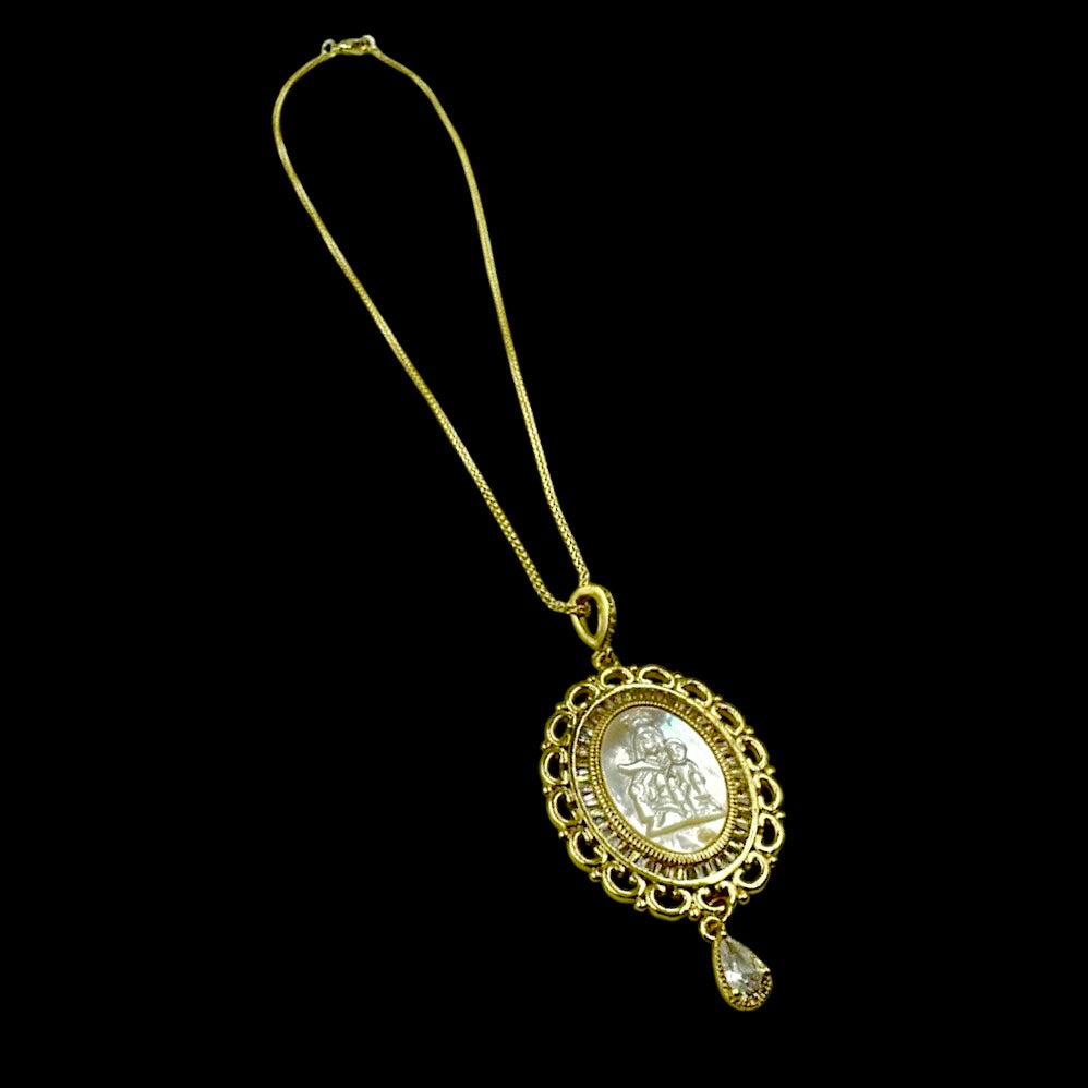 Virgin Mary Portrait Droplet Necklace