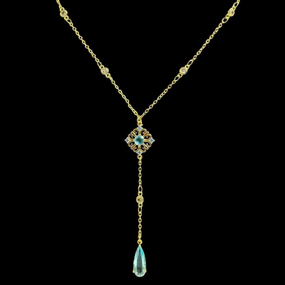 Aquamarine Water Droplet Lariat