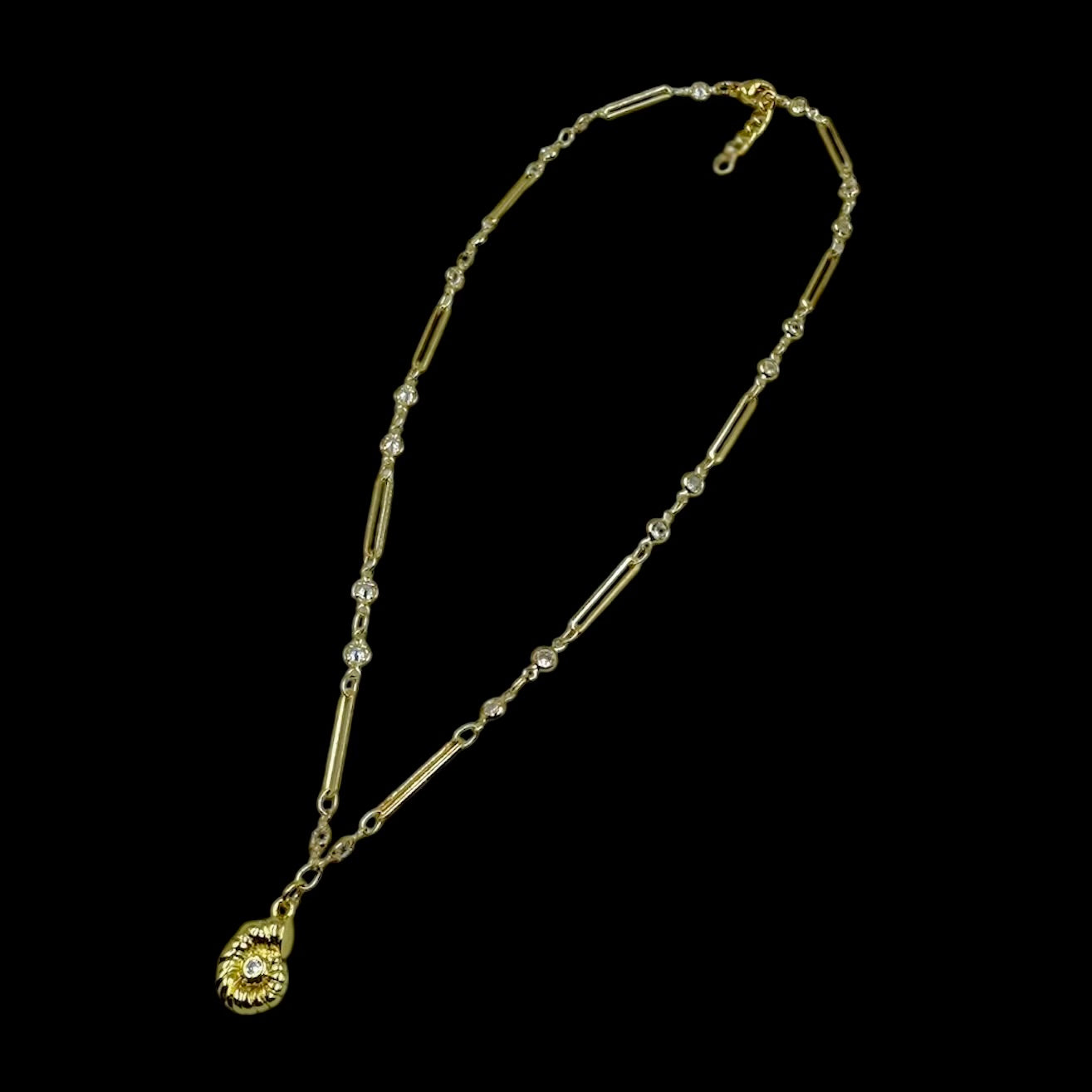 Mini Gold Nautilus Crystal Necklace