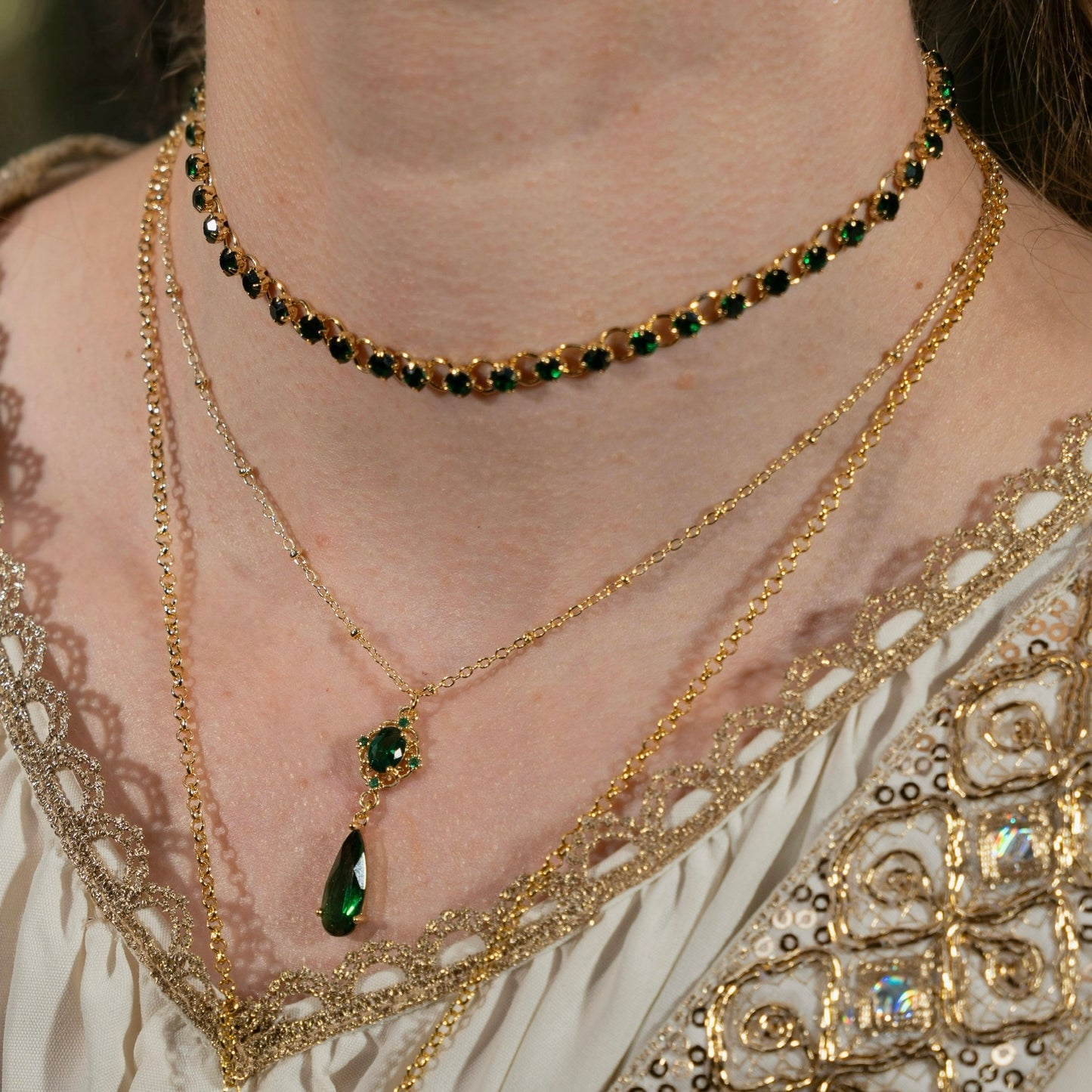 Emerald Circular Gemstone Choker