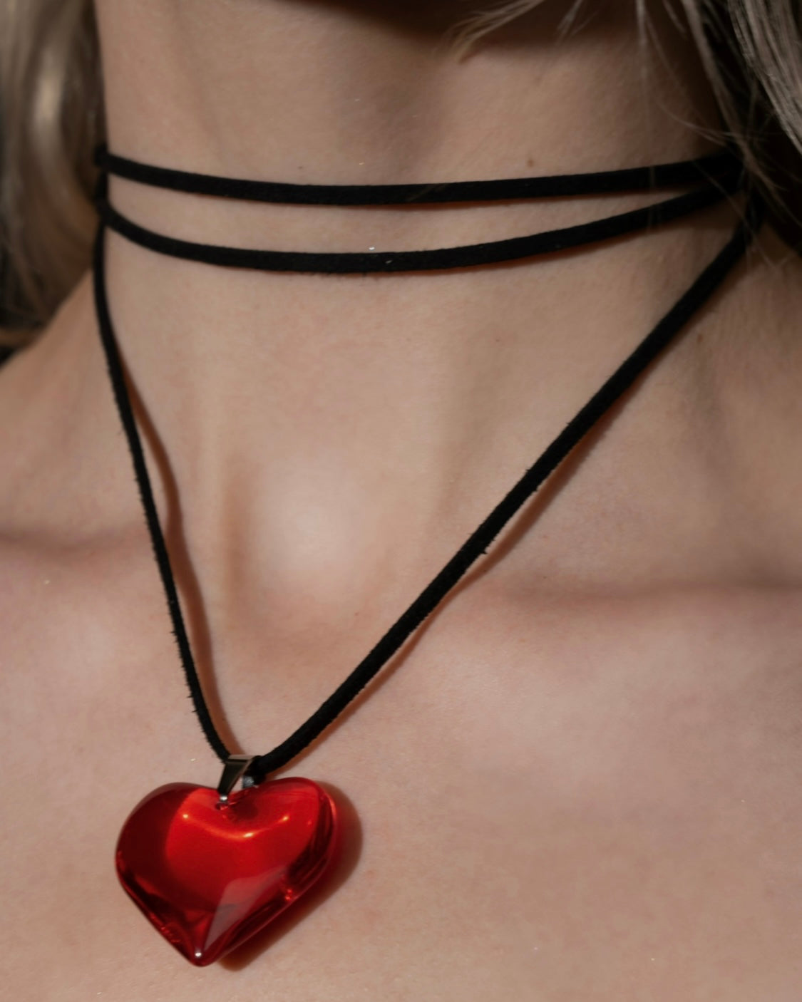 Cherry Triple Layered Heart Choker