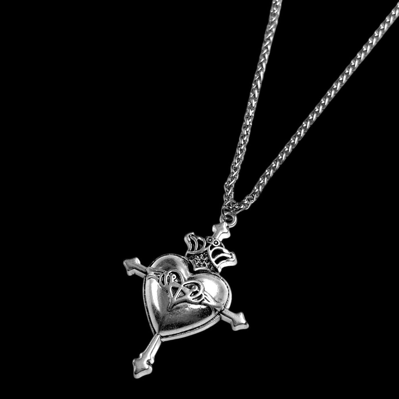 Silver Crossed Heart Necklace