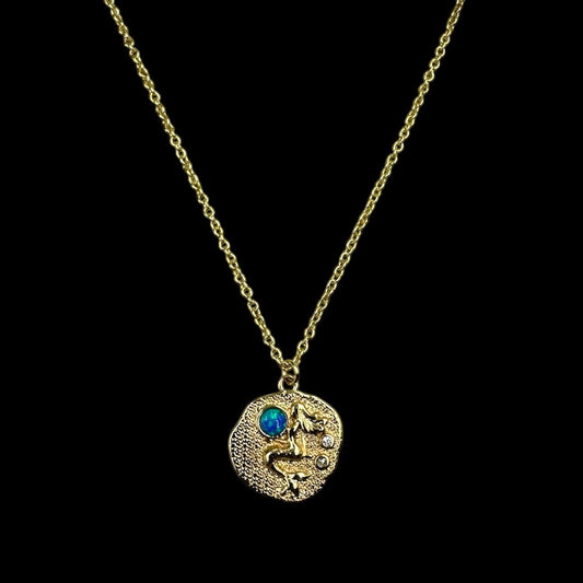Siren Blue Opal Coin Necklace