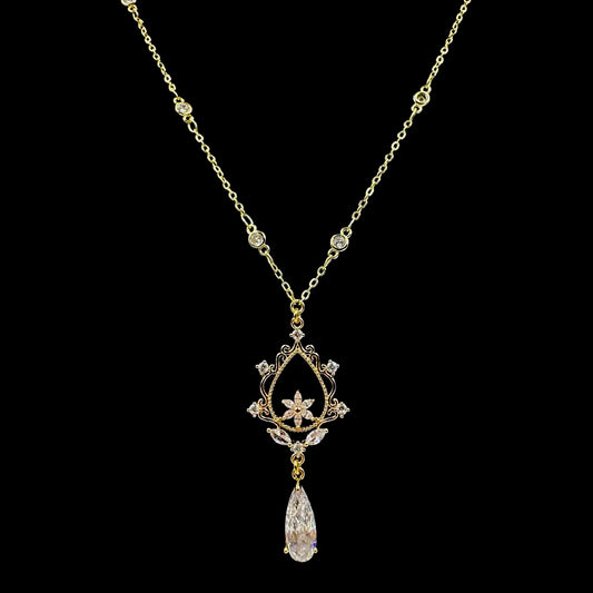 Ophelia Floral Crystal Droplet Necklace