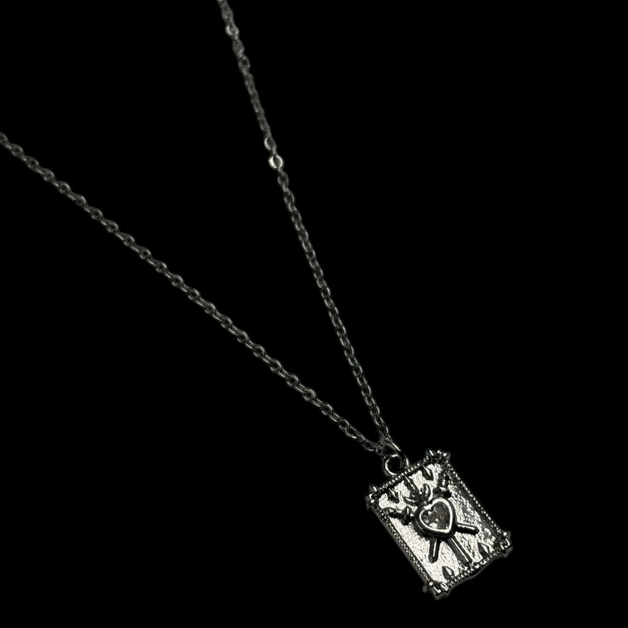 Mini Silver Three Swords Tarot Necklace