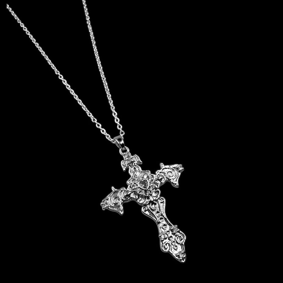 Icy Silver Fleur de Lis Cross