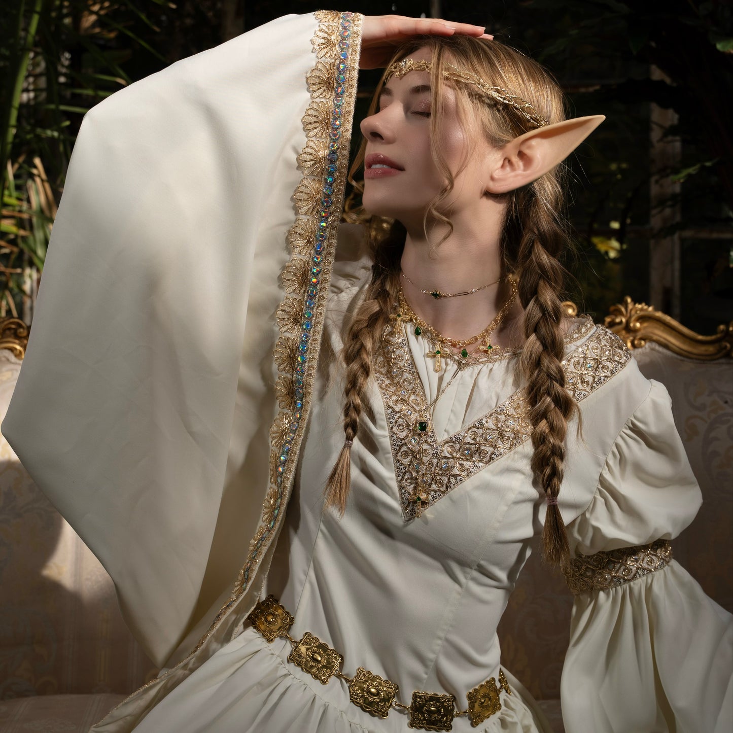 Emerald Crystal Rhombus Cross Rosary