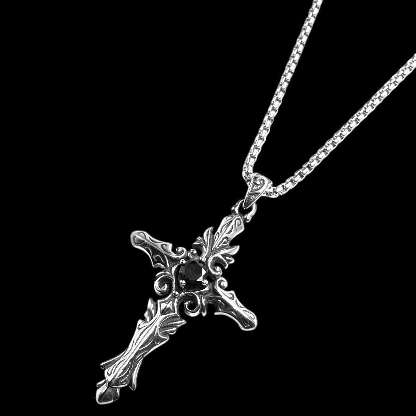Black Jewel Cross Necklace