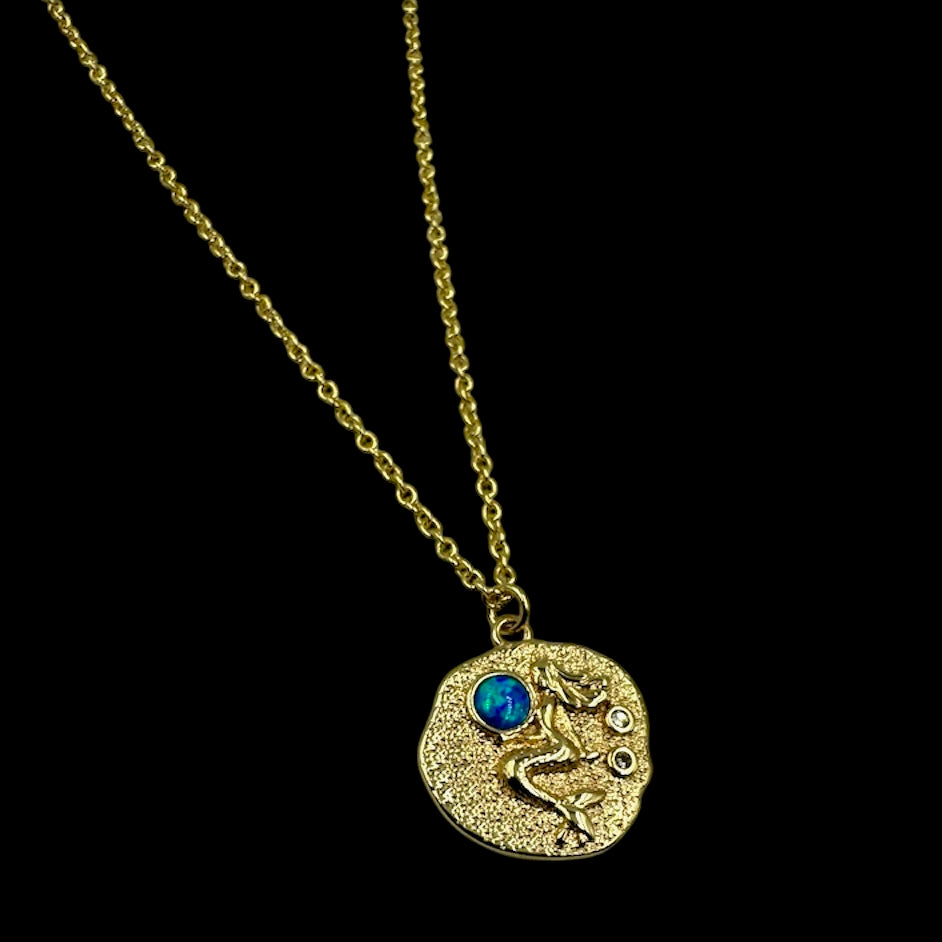 Siren Blue Opal Coin Necklace