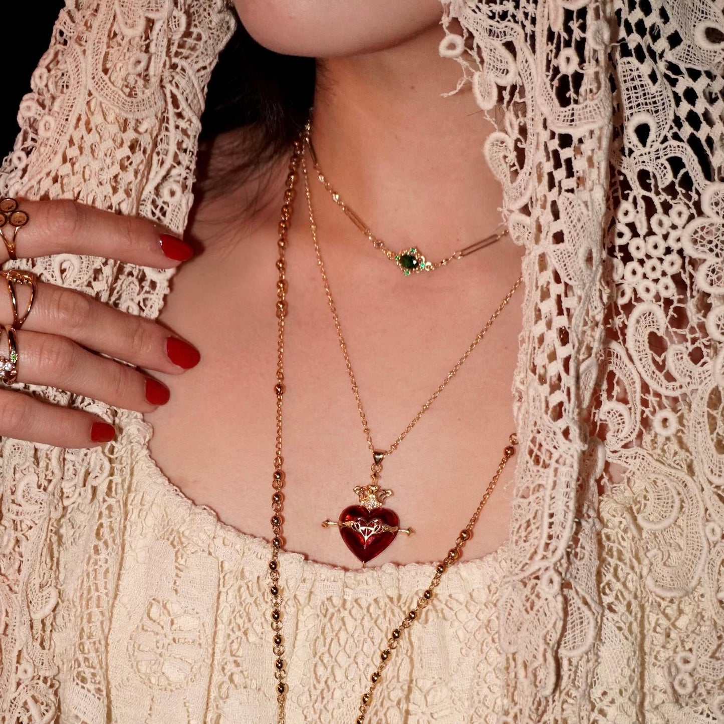 Queen of Heart Cross Necklace