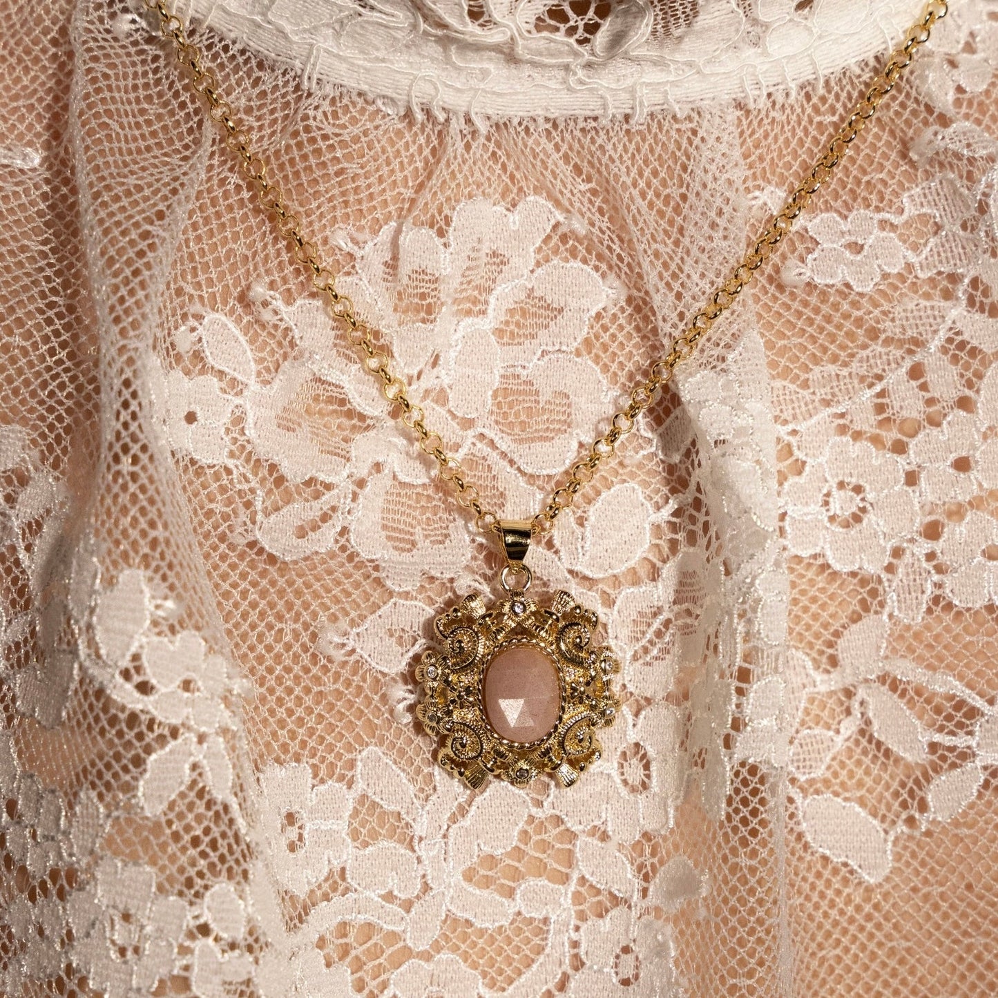 Elaine Pink Amulet Necklace