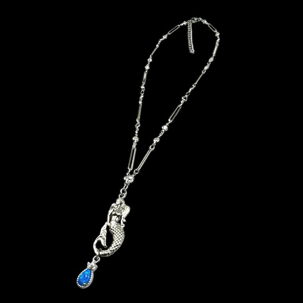 Silver Siren Opal Droplet Crystal Necklace