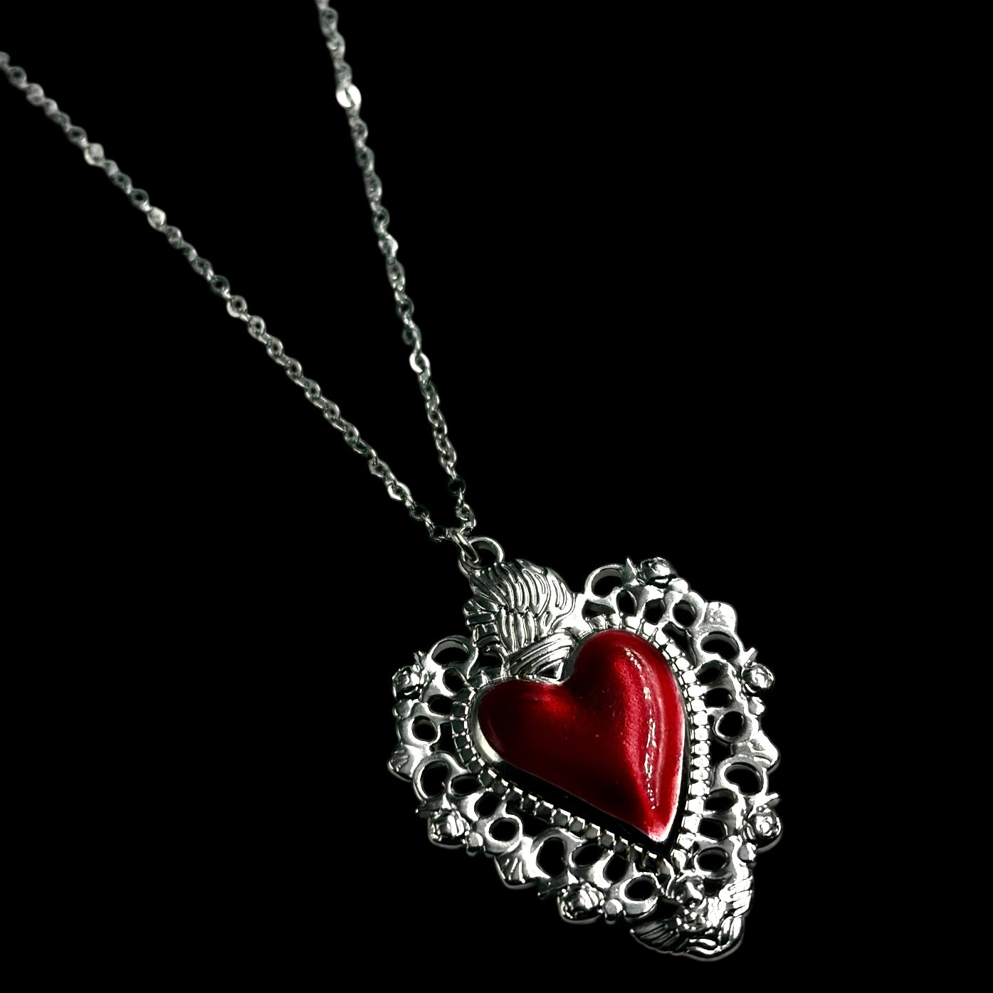 Rounded Vampiric Heart Necklace
