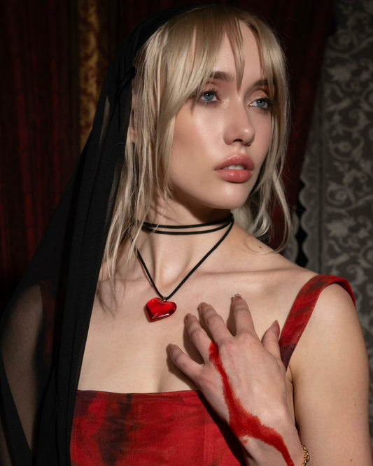 Cherry Triple Layered Heart Choker