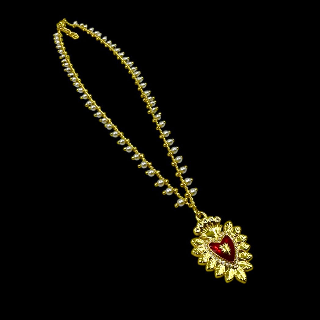 Royal Sacred Heart Pearl Choker