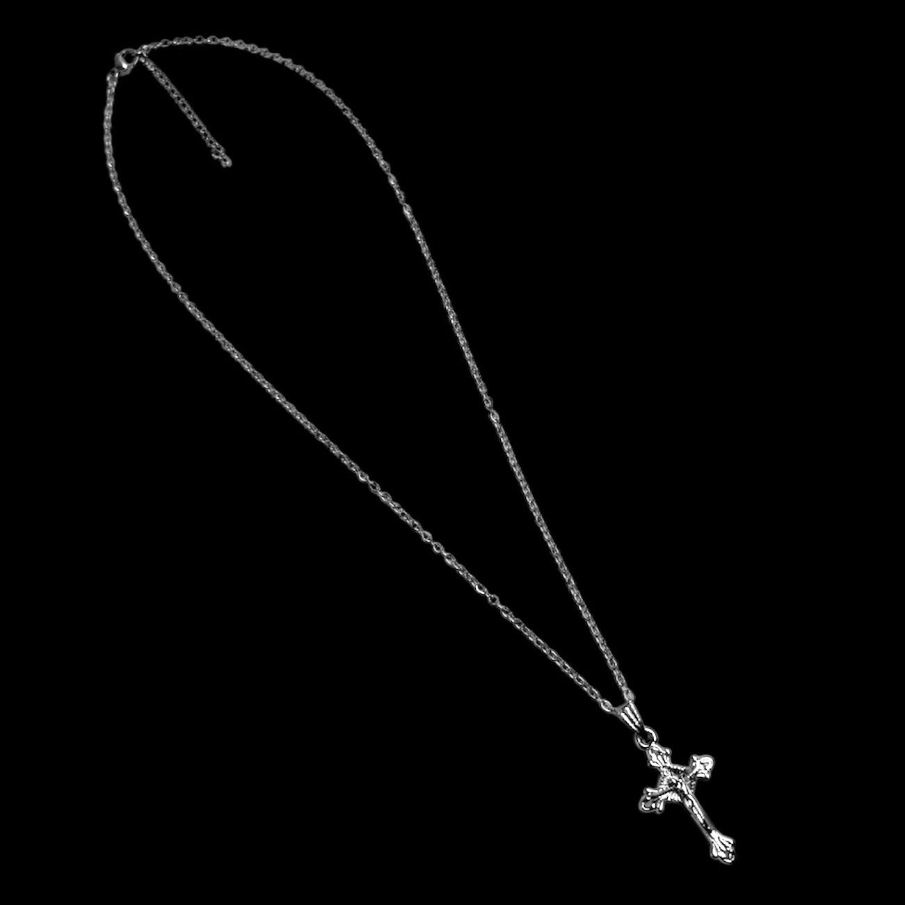 Silver Pointed Crucifix Necklace