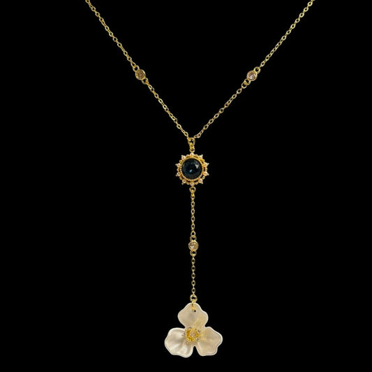 Gold Siren Sapphire Blue Orchid Lariat