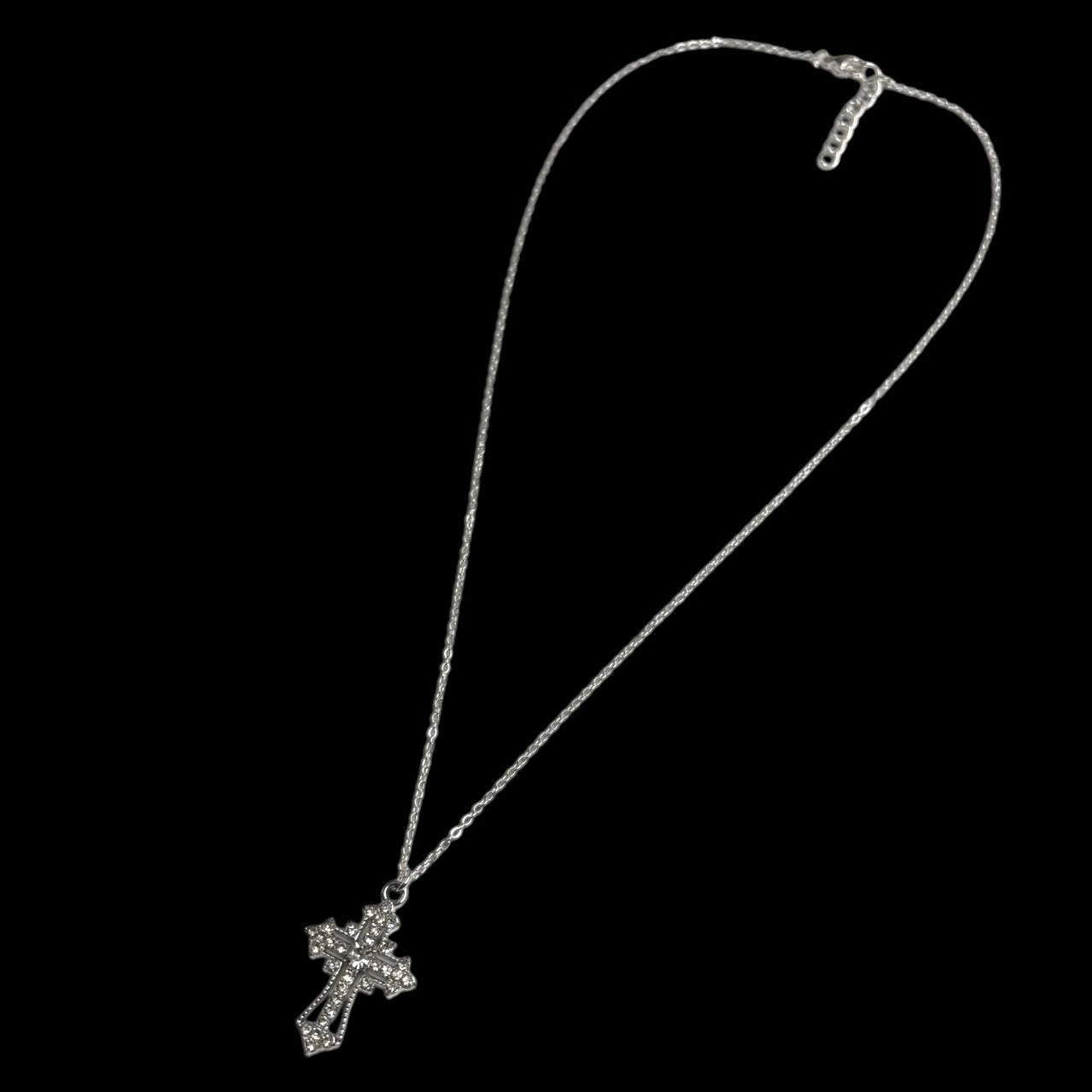 Silver Diamond Cross Necklace