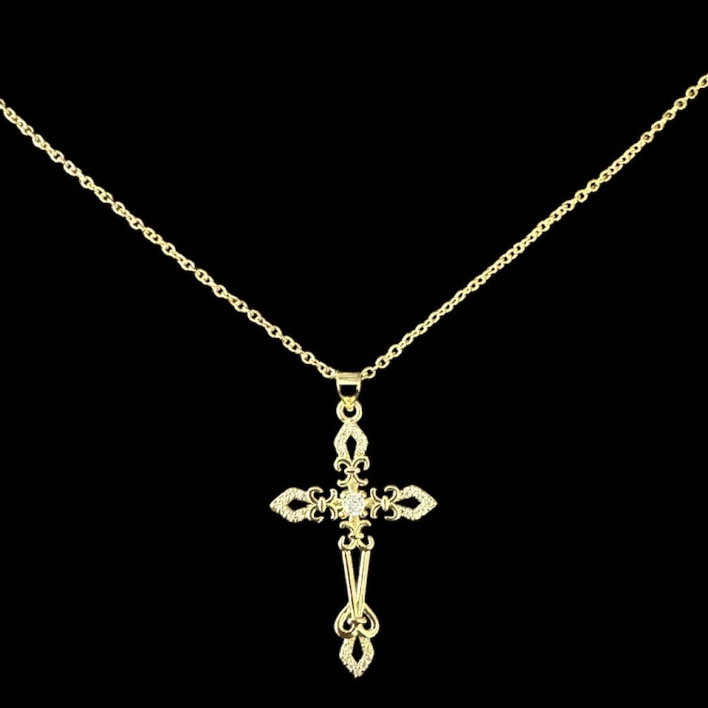 Fleur de lis cross Cross Necklace