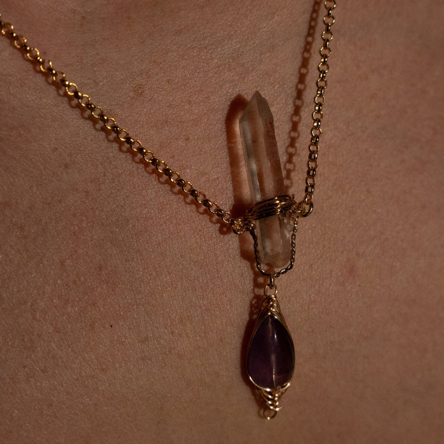 Gillian Owen Crystal Quartz Amethyst Necklace