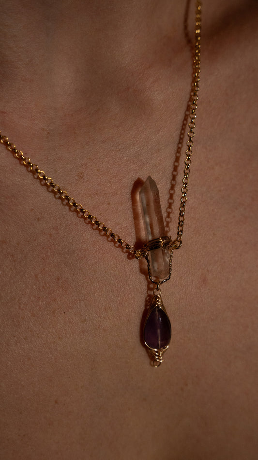 Gillian Owen Crystal Quartz Amethyst Necklace