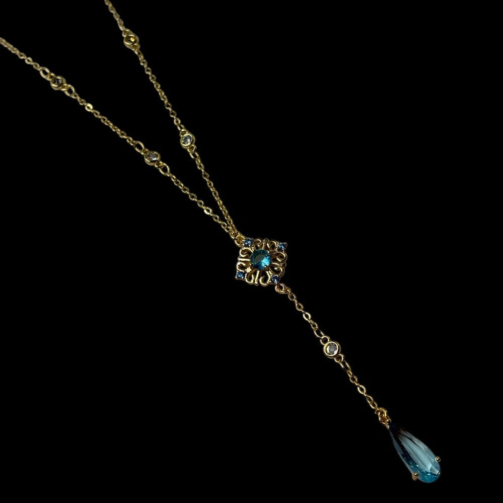 Aquamarine Water Droplet Lariat
