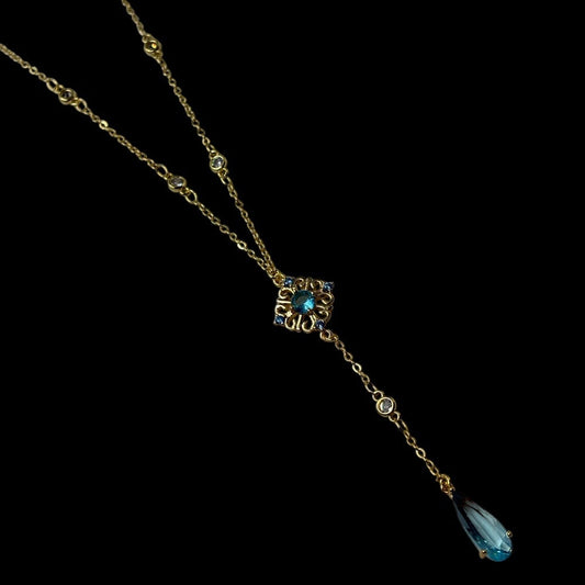 Aquamarine Water Droplet Lariat