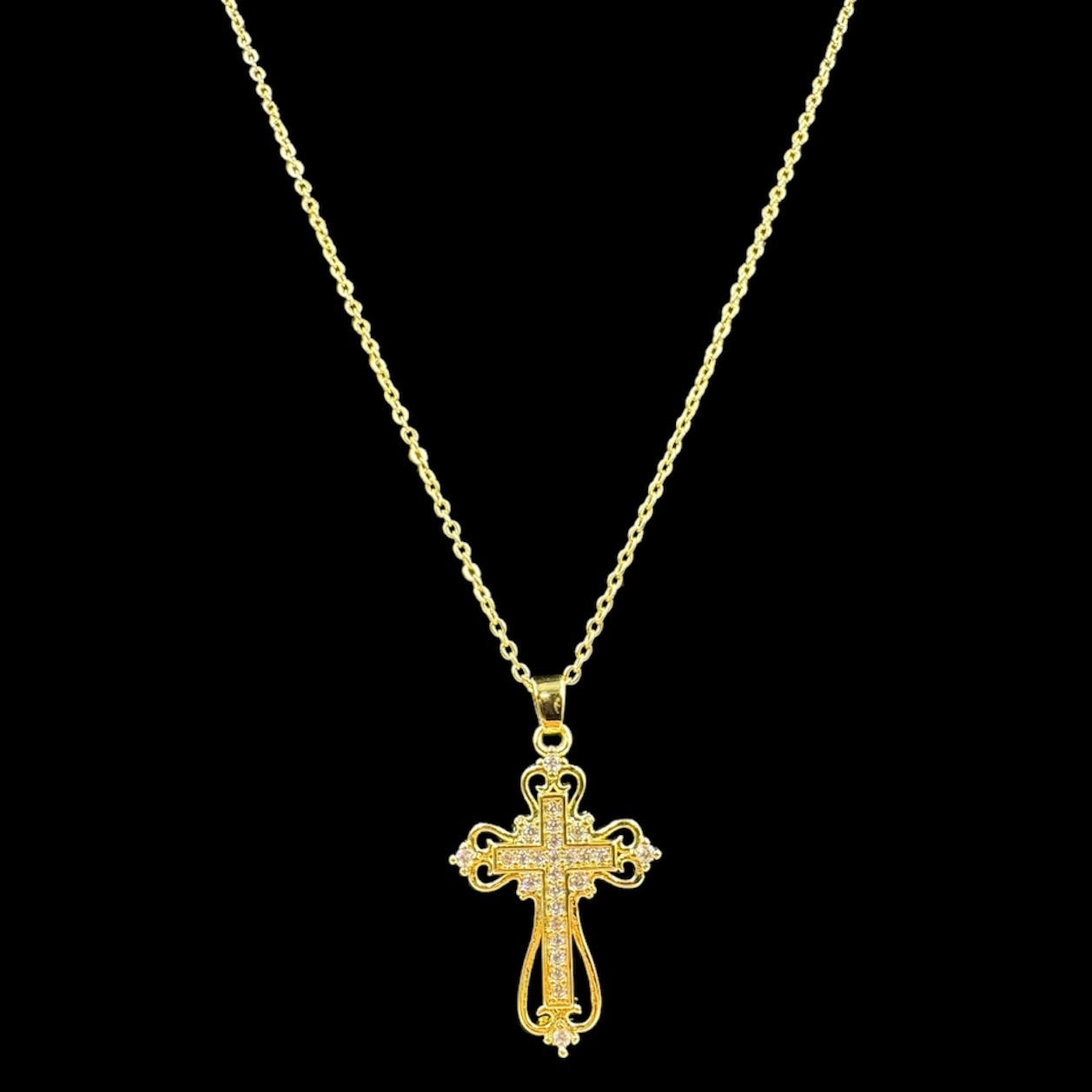 Crystal Ornate Cross Necklace