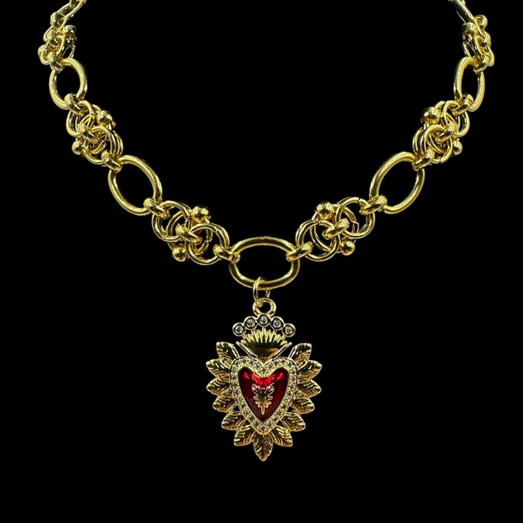 Royal Sacred Heart Chunky Chainmail Choker