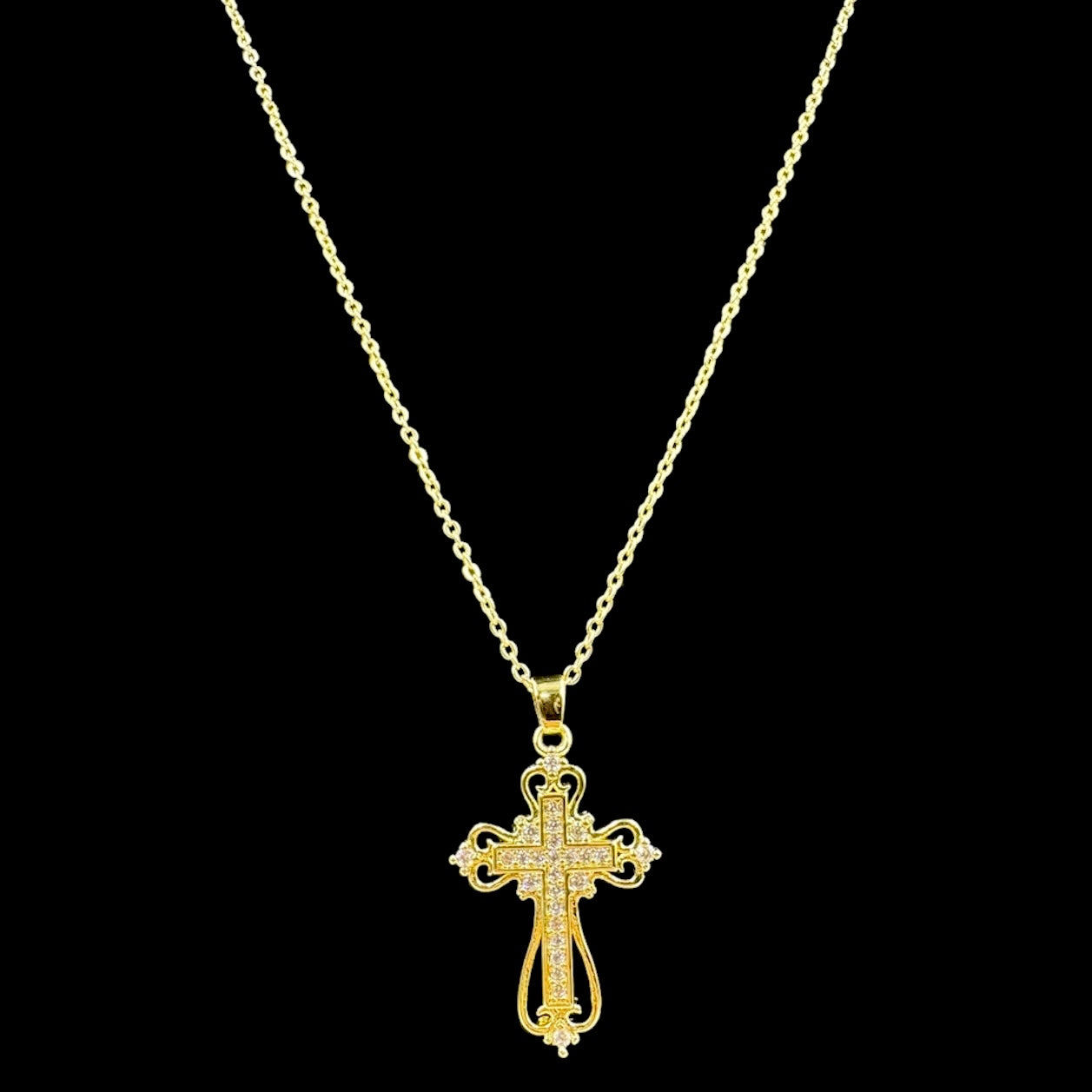 Crystal Ornate Cross Necklace