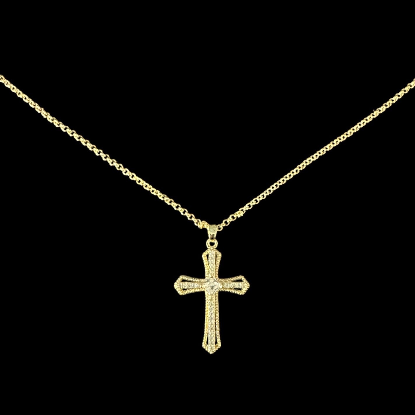 Rhombus Diamond Cross Necklace