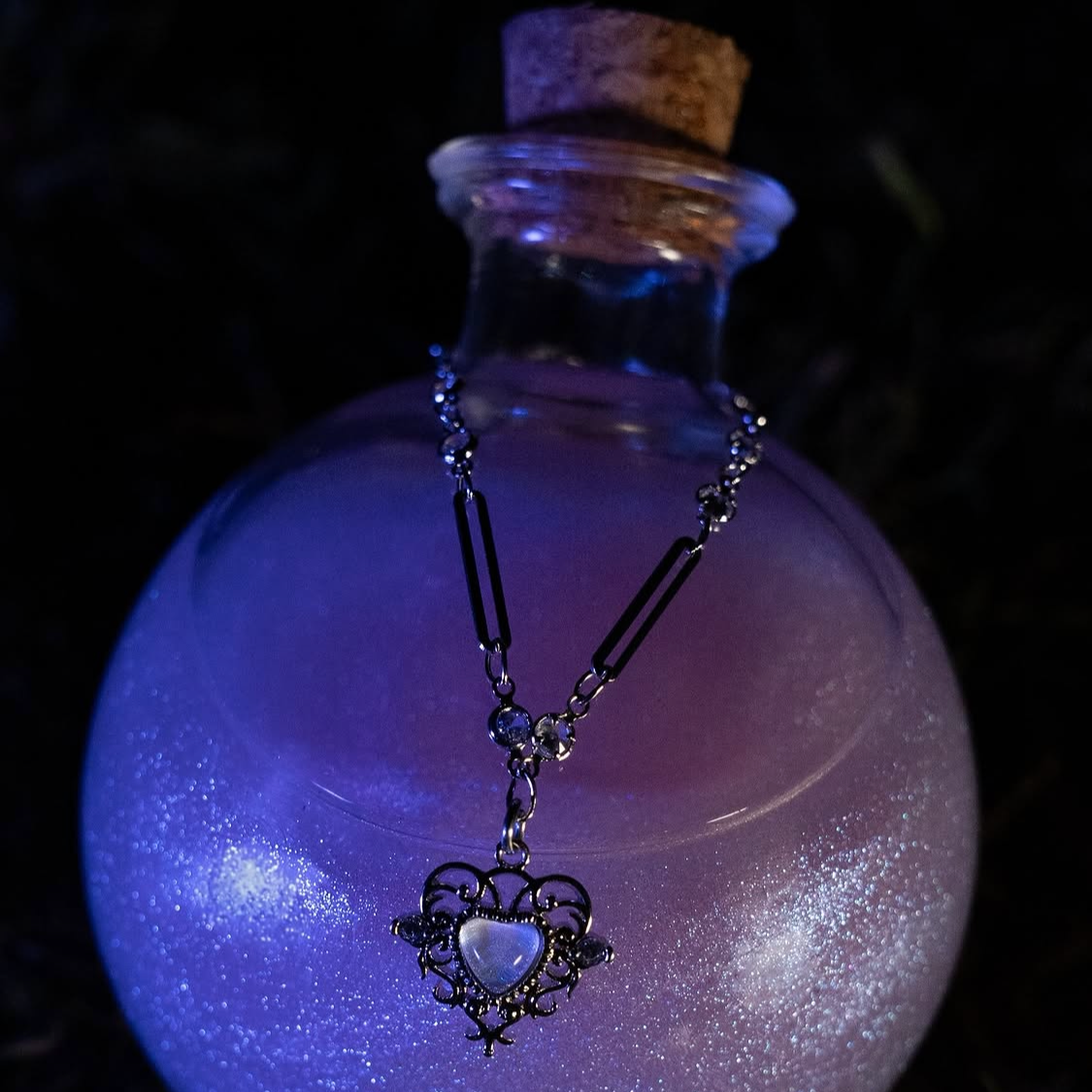 Silver Nymphs Enchanted Heart Crystal Necklace